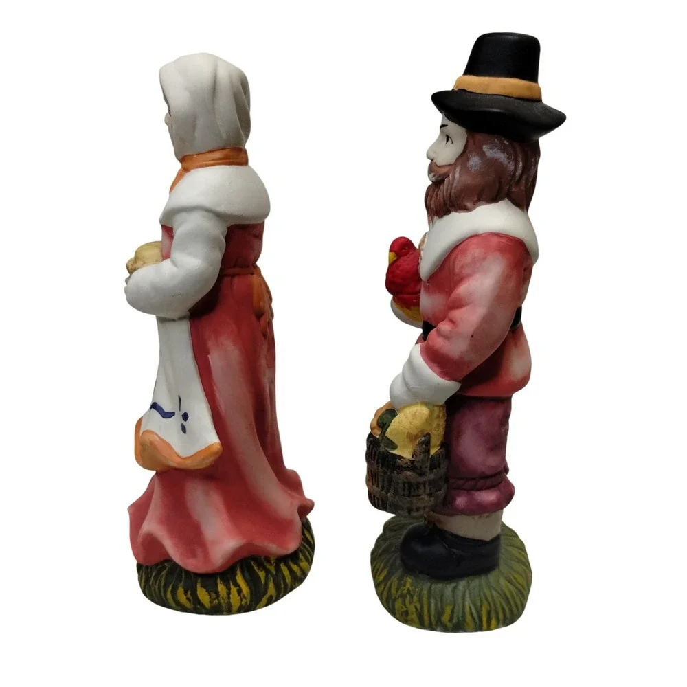 Thanksgiving Pilgrim Figurine Set Couple Harvest Fall‎ Farmhouse Holiday Decor